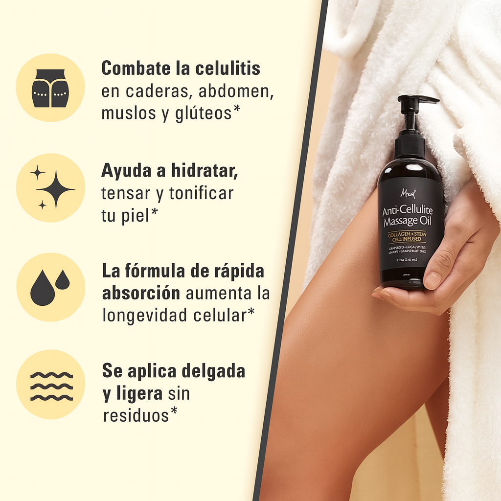 Aceite de Masaje Anti-Celulitis con Colágeno y Células Madre