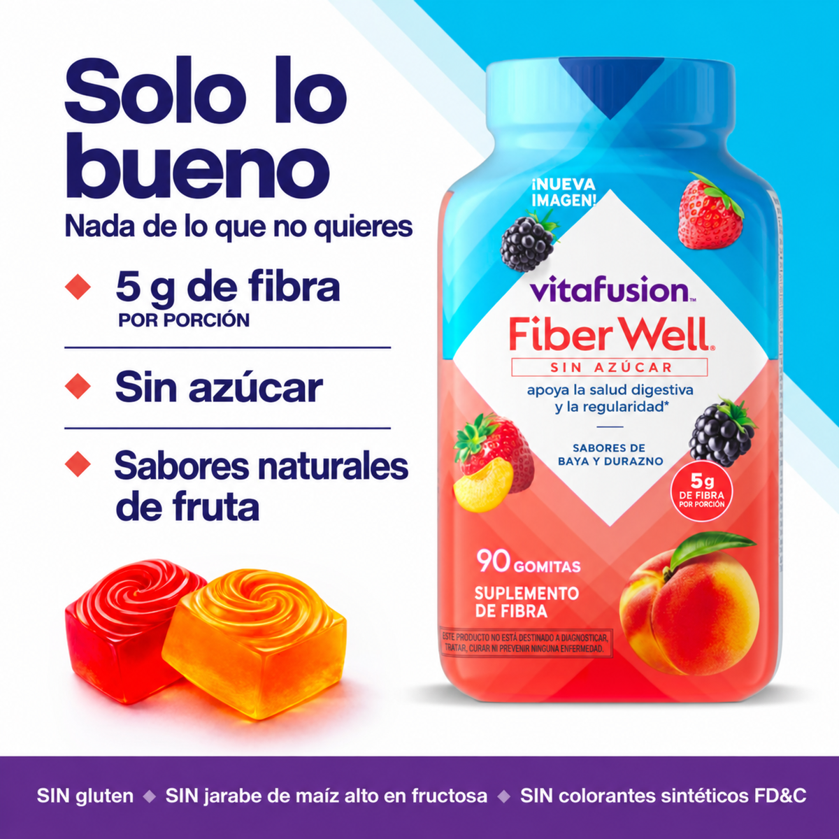 Fiber Gummies Prebióticas (Pack de 90 Gomitas)